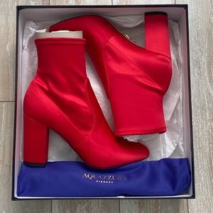 Aquazzura So Me Bootie 85 Red, Size 37, NEW IN BOX